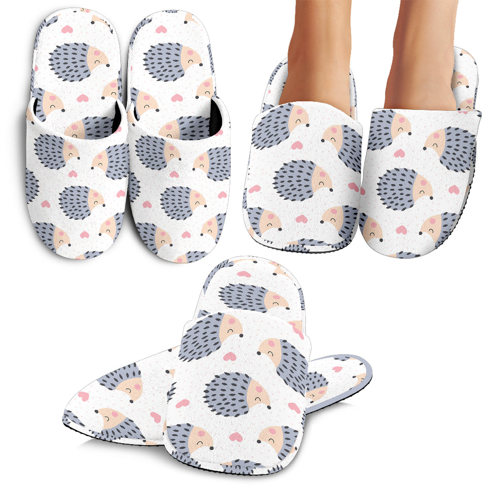 Hedgehog Pattern Print Design 04 Slippers