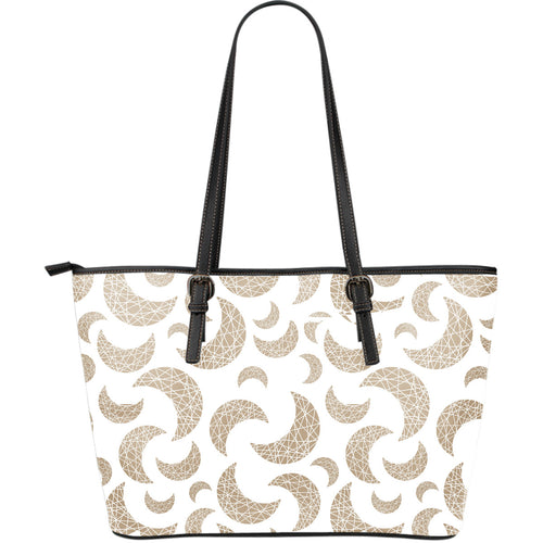 Cool Gold Moon Abstract Pattern Large Leather Tote Bag