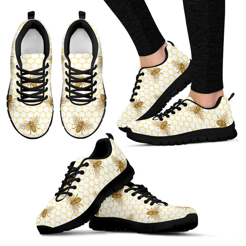 Bee Honeycomb Seamless Design Pattern Women'S Sneaker Shoes