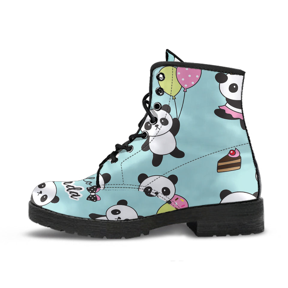 Cute Baby Panda Pattern Leather Boots