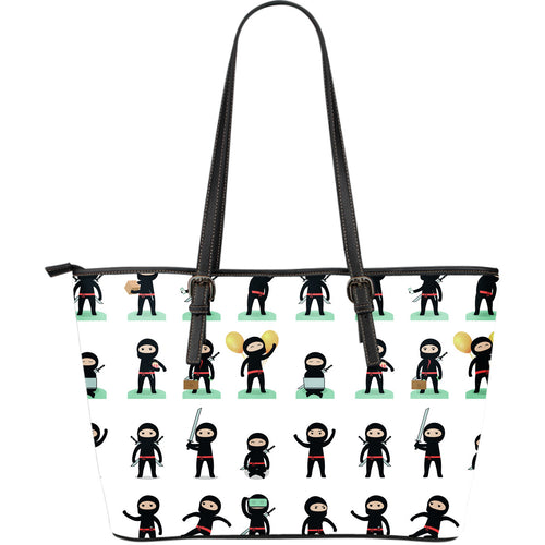 Cute Ninja Katana Sword Pattern Large Leather Tote Bag