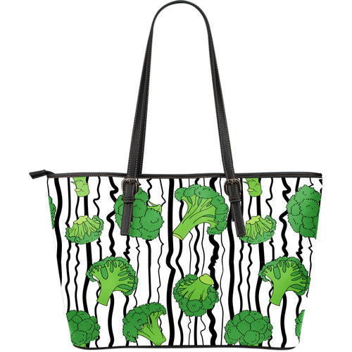 Cool Broccoli Pattern Large Leather Tote Bag