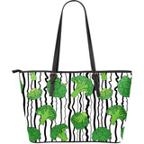 Cool Broccoli Pattern Large Leather Tote Bag