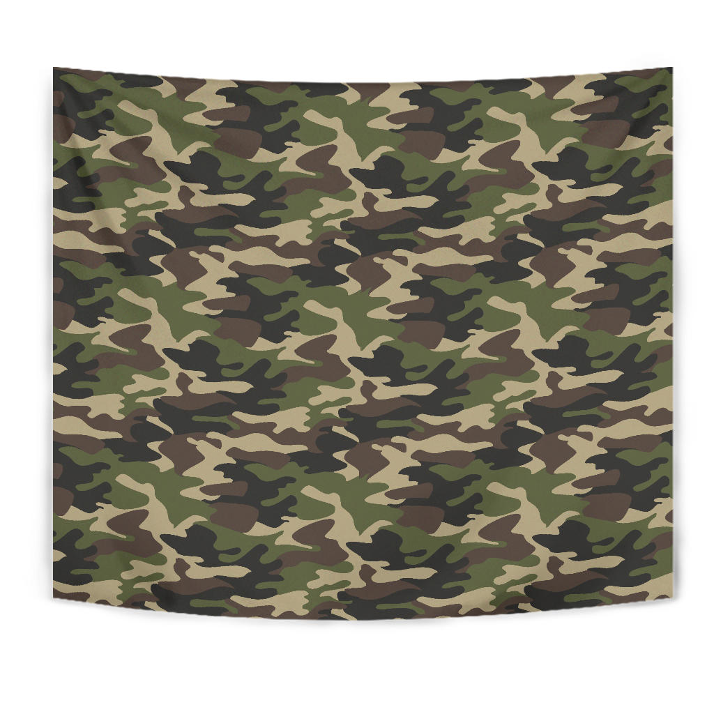 Dark Green Camo Camouflage Pattern Wall Tapestry