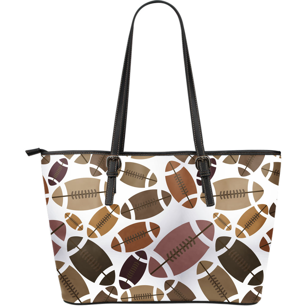 American Football Ball Pattern Large Leather Tote Bag