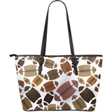 American Football Ball Pattern Large Leather Tote Bag