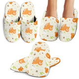 Cute Brown Pomeranian Paw Leave Bone Pattern Slippers