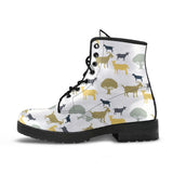 Silhouettes Of Goat And Tree Pattern Leather Boots