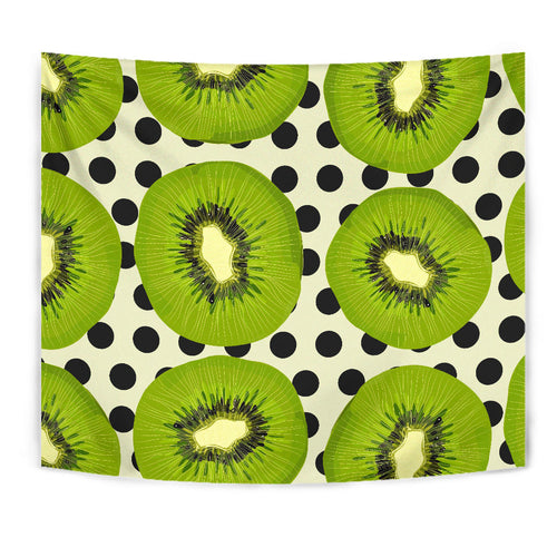 Kiwi Black Dot Background Wall Tapestry