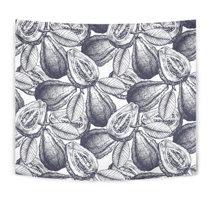 Guava Tropical Hand Drawn Pattern Wall Tapestry