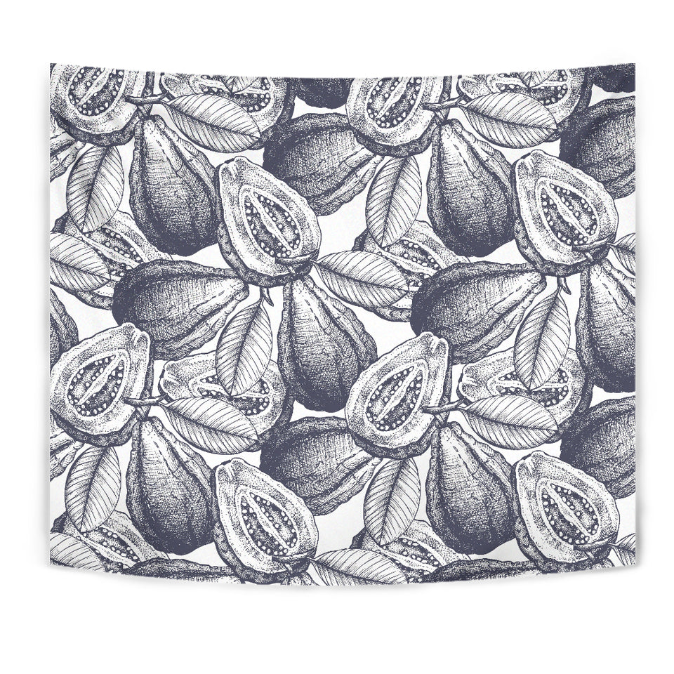 Guava Tropical Hand Drawn Pattern Wall Tapestry