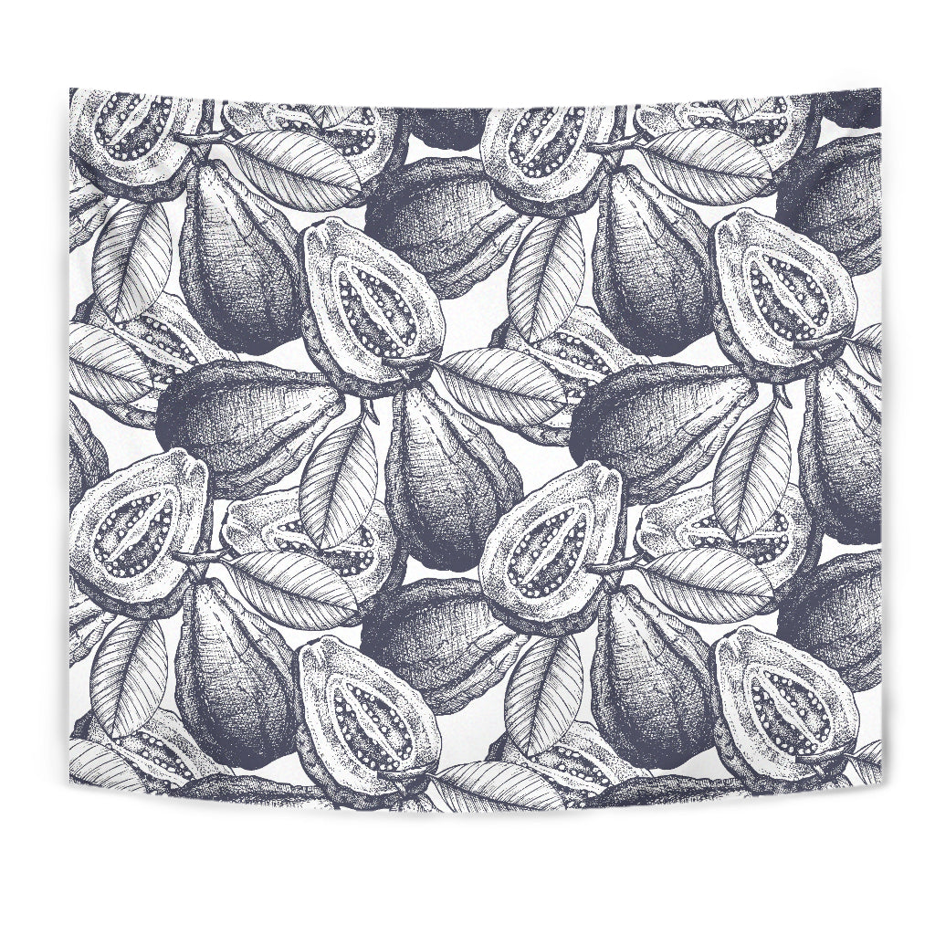 Guava Tropical Hand Drawn Pattern Wall Tapestry