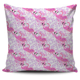 Pink Flamingo Flower Pattern Pillow Cover