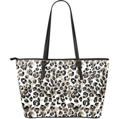 Leopard Skin Print Pattern Large Leather Tote Bag