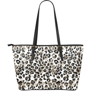 Leopard Skin Print Pattern Large Leather Tote Bag