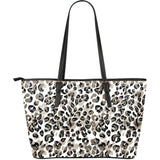 Leopard Skin Print Pattern Large Leather Tote Bag
