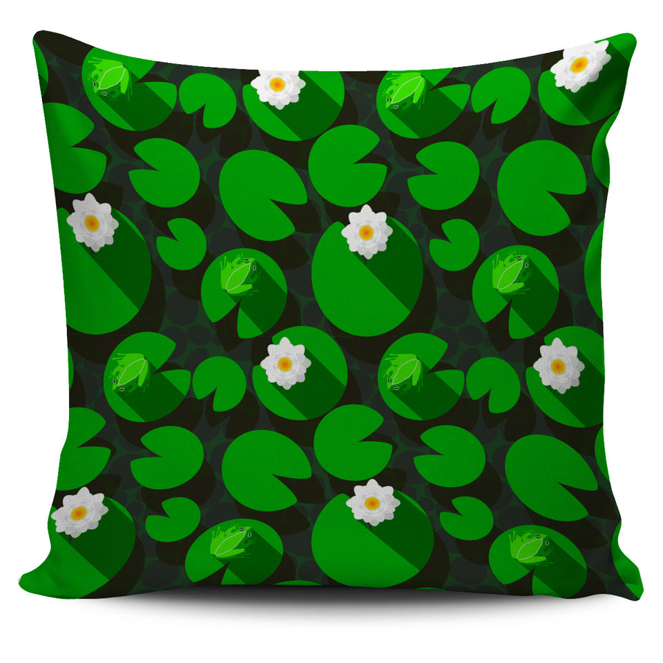 Frog Waterlily Pattern Pillow Cover