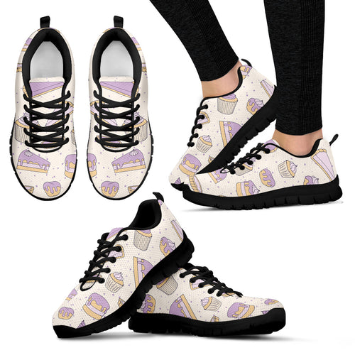 Cakes Pies Tarts Muffins And Eclairs Purple Blueberry Topping Pattern Women'S Sneaker Shoes