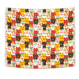 Colorful Maneki Neko Lucky Cat Pattern Wall Tapestry