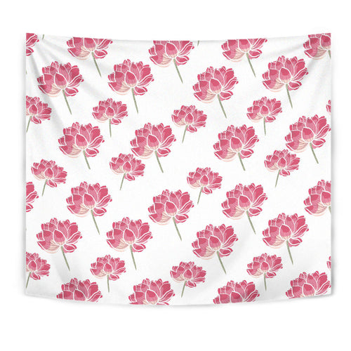 Pink Lotus Waterlily Pattern Wall Tapestry