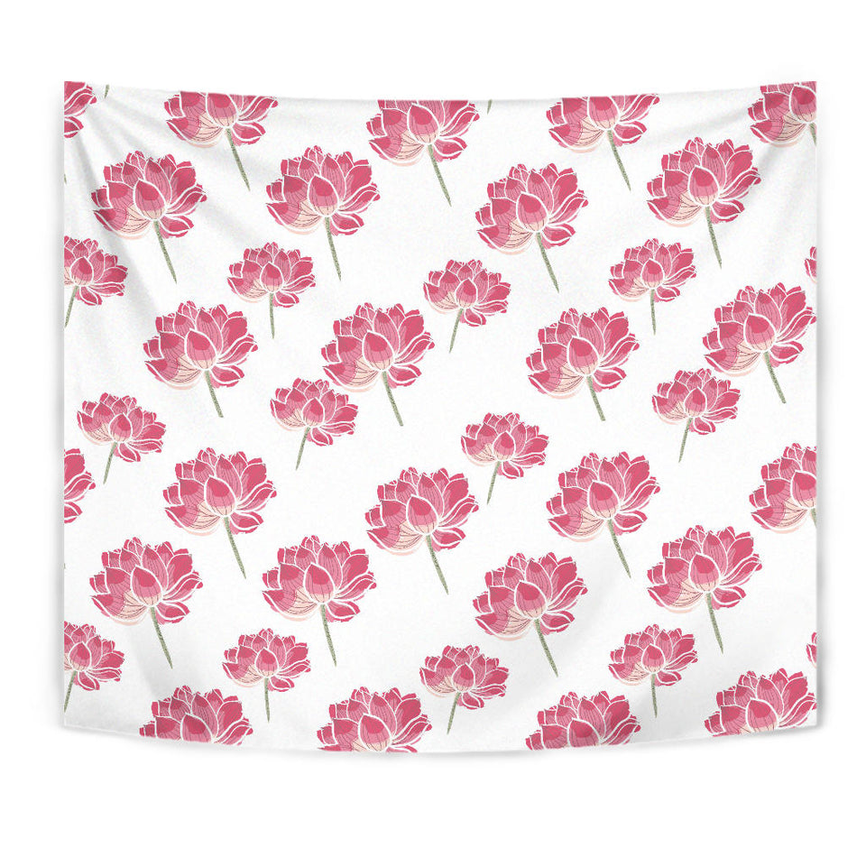 Pink Lotus Waterlily Pattern Wall Tapestry