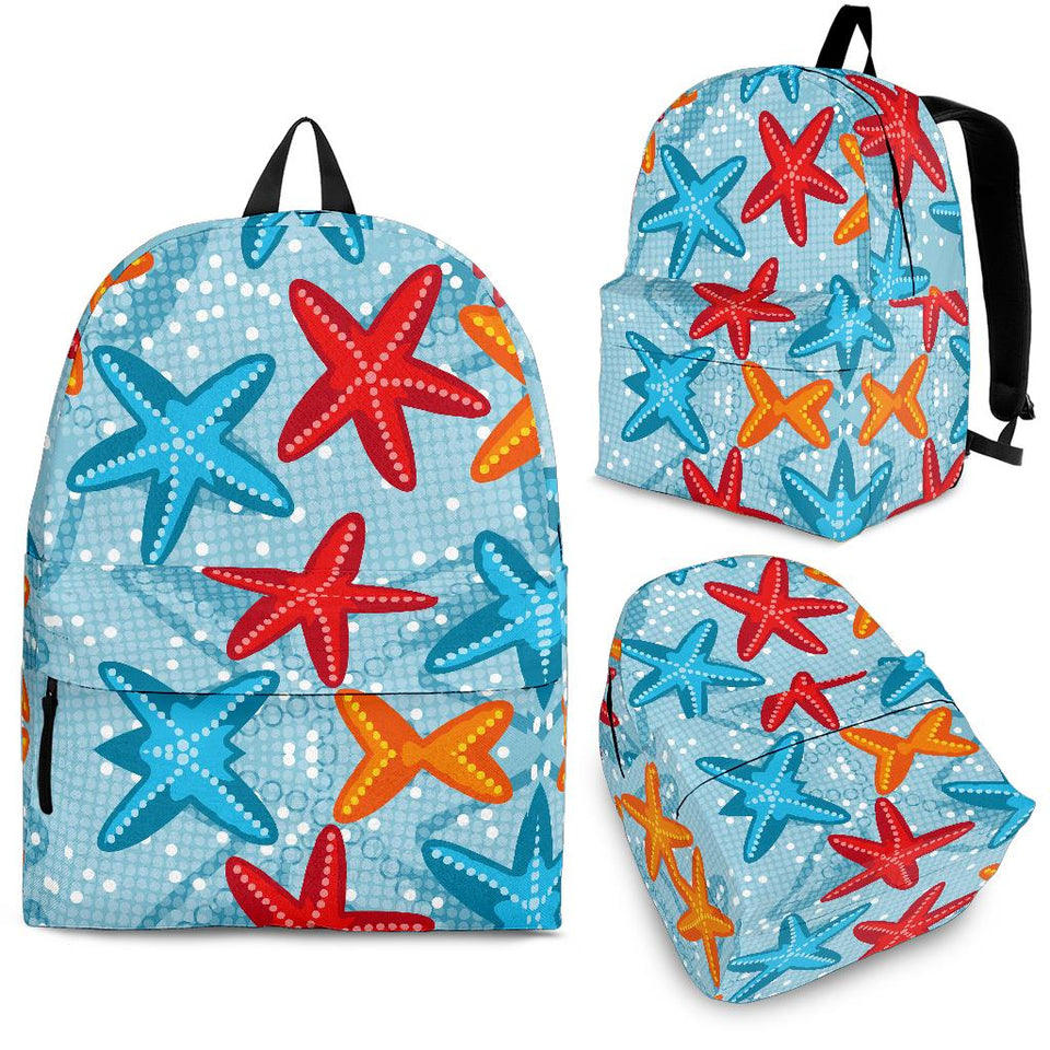 Blue Red Orange Starfish Pattern Backpack