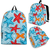 Blue Red Orange Starfish Pattern Backpack