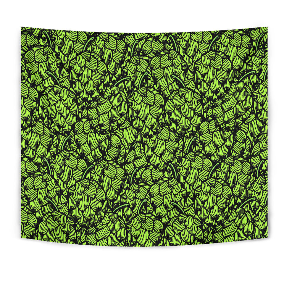 Green Hop Pattern Wall Tapestry