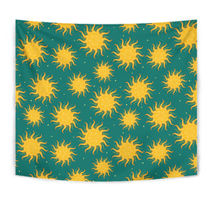 Sun Green Background Wall Tapestry