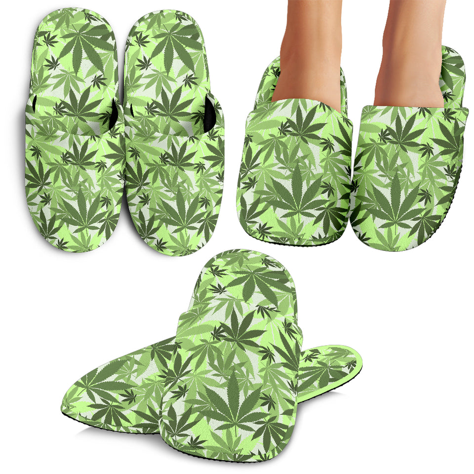Canabis Marijuana Weed Pattern Print Design 01 Slippers