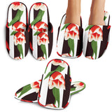 Red And White Tulips Pattern Slippers