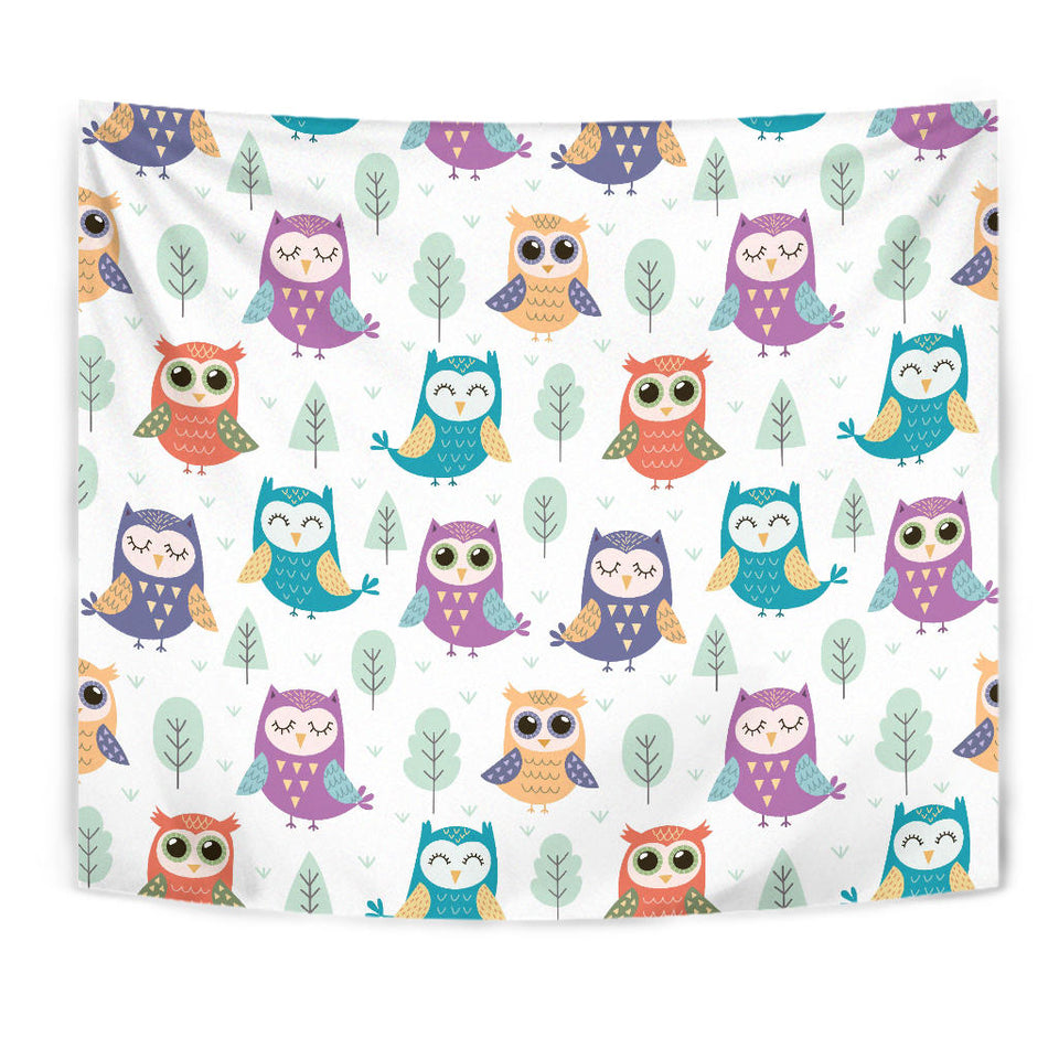 Cute Owl Pattern Wall Tapestry