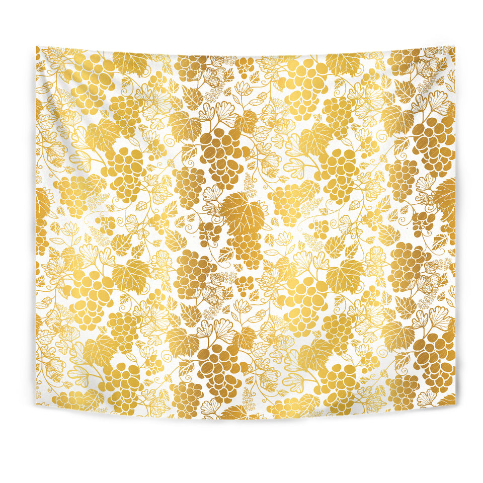 Gold Grape Pattern Wall Tapestry