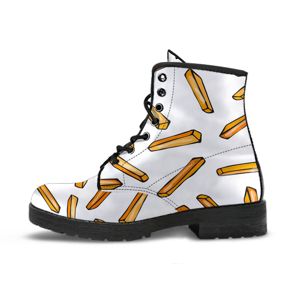 French Fries Potato Pattern Leather Boots