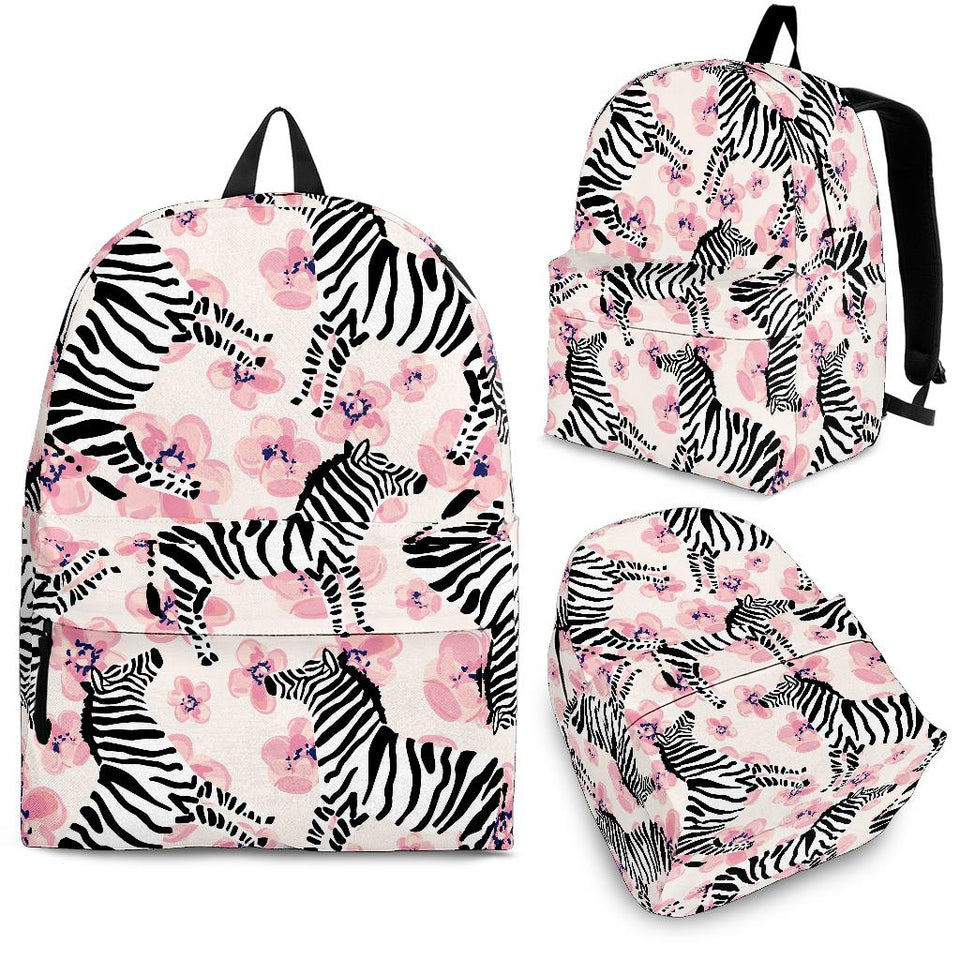 Zebra Pink Flower Background Backpack