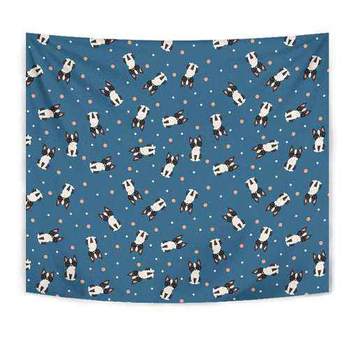 Cute Boston Terrier Dog Spattern Wall Tapestry