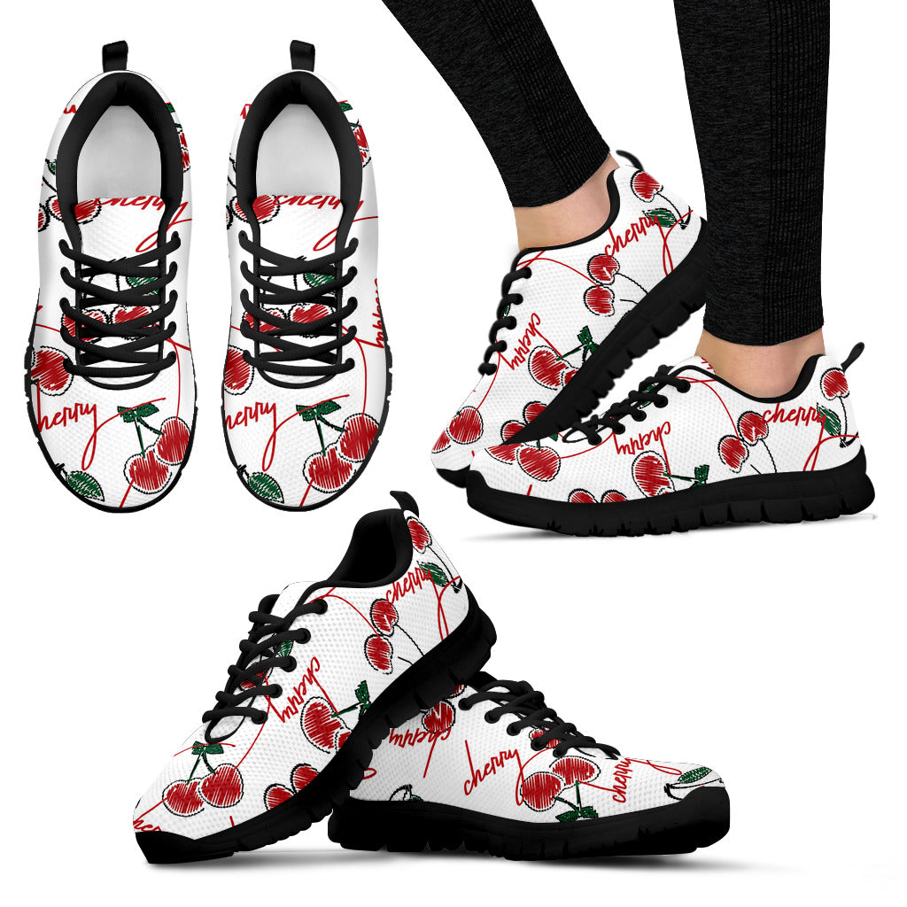 Hand Drawn Cherry Pattern Women'S Sneaker Shoes