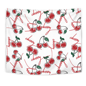 Hand Drawn Cherry Pattern Wall Tapestry