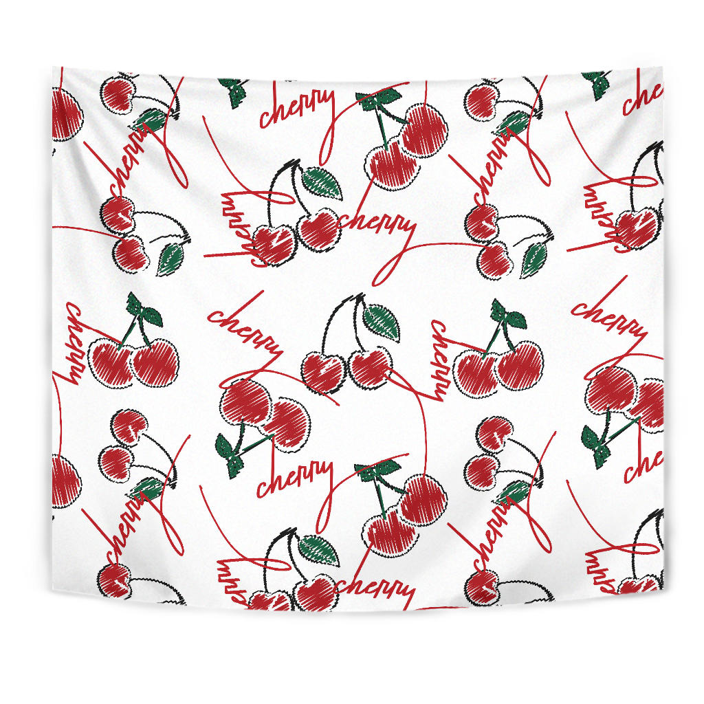 Hand Drawn Cherry Pattern Wall Tapestry