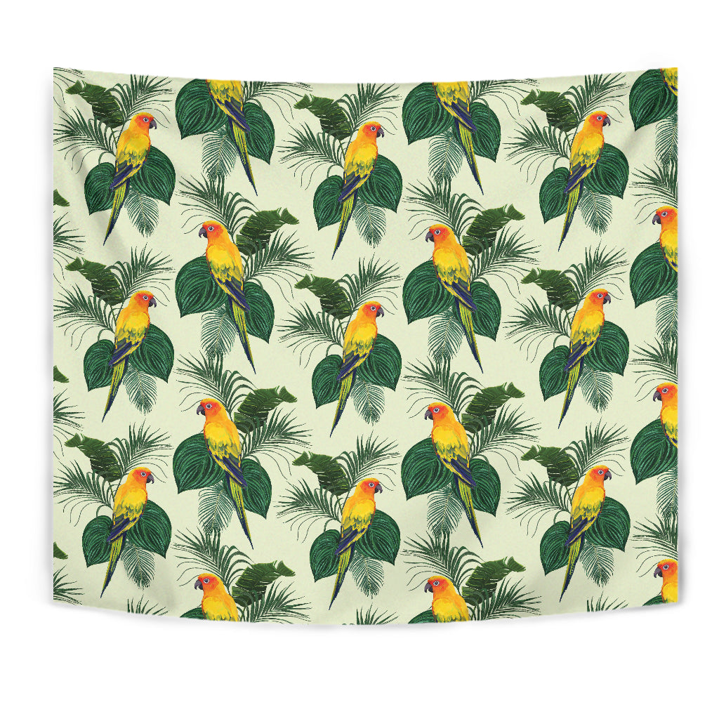 Beautiful Parrot Palm Leaves Pattern Wall Tapestry