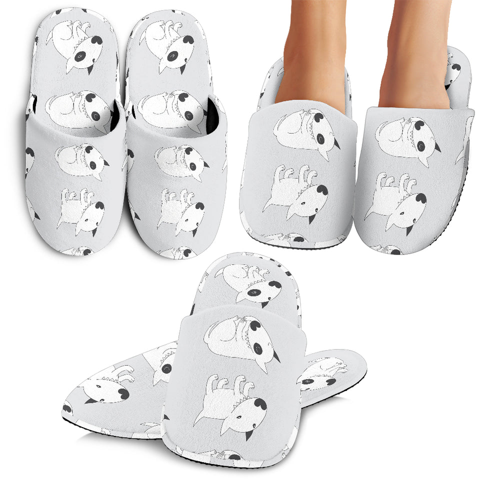 Bull Terrier Pattern Print Design 01 Slippers