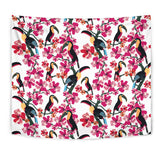 Toucan Flower Design Pattern Wall Tapestry