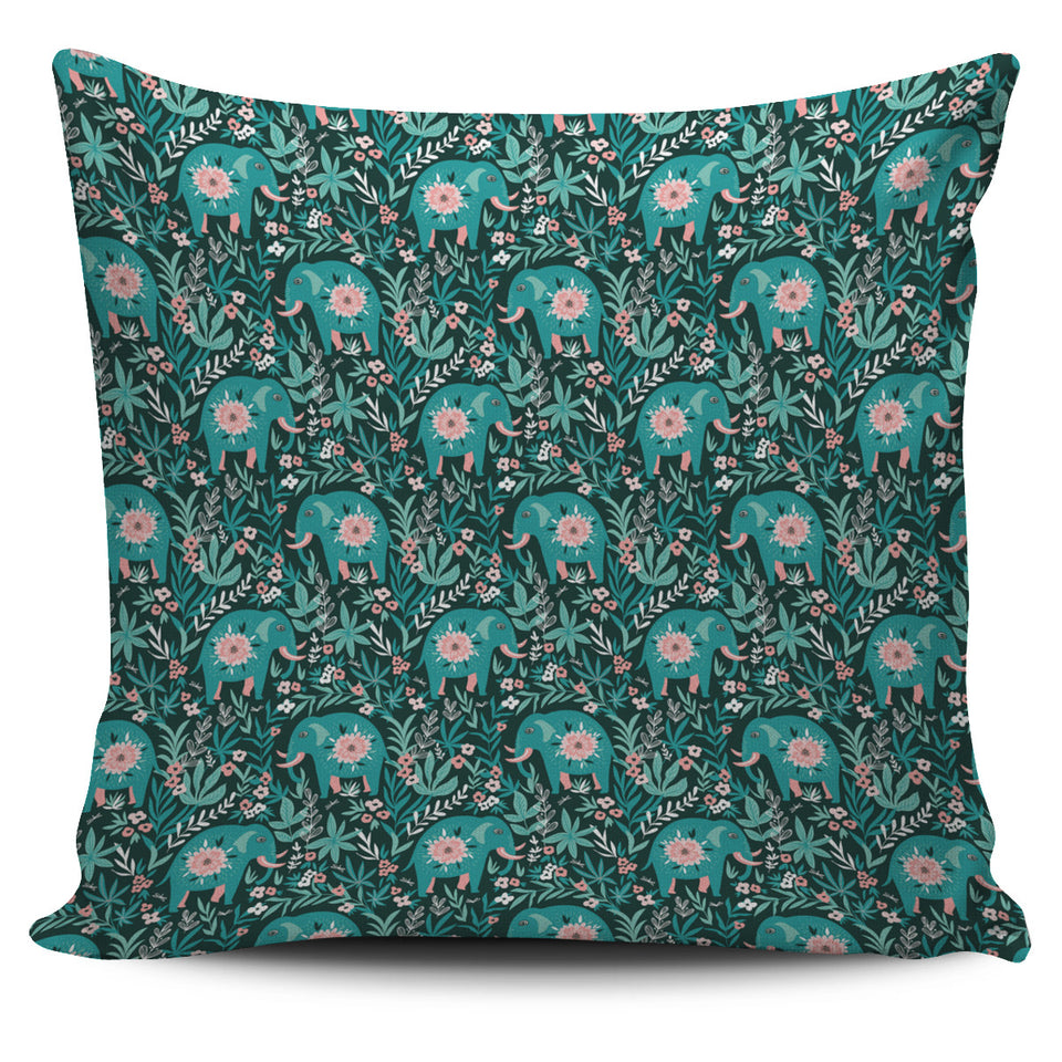 Elephants Jungle Pattern Pillow Cover