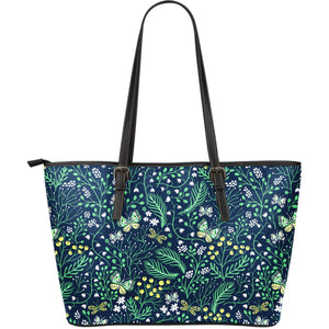 Butterfly Leaves Pattern Large Leather Tote Bag