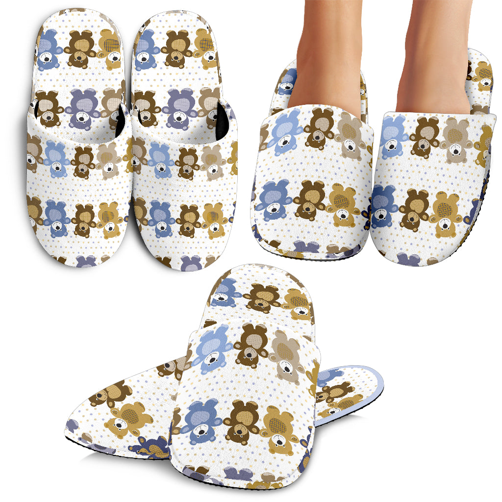Teddy Bear Pattern Print Design 02 Slippers