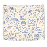 Cute Sushi Icon Pattern Wall Tapestry
