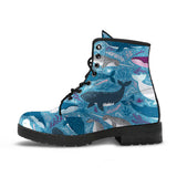Whale Design Pattern Leather Boots