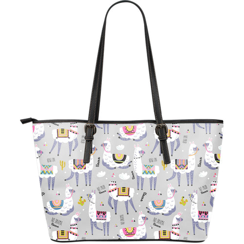 Cute Llama Alpaca Pattern Large Leather Tote Bag
