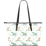Cute Rhino Pattern Large Leather Tote Bag