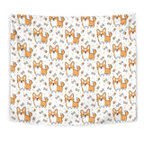 Cute Corgi Heart Star Bone Pattern Wall Tapestry
